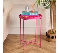 Coffee Table for Living Room Scallop Edge Decorative Side Table with Metal Frame OHS Bright Pink One Size