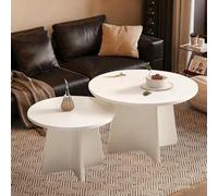 Coffee Table for Living Room, Side Tables for Sofa, Nesting Tables 40cm 50cm 60cm for Bedroom, Home Office (White, 50x45cm + 60x50cm) - Modern Design, Space-Saving Solut