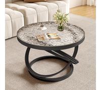 Coffee Table, Glass Top Mid-Century Modern Design, Accent Table with Steel Frame for Small Space Living Room