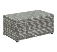 Outsunny Outdoor Coffee Table, Glass Top Rattan Side Table, Light Grey