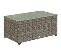Outsunny Outdoor Coffee Table, Glass Top Rattan Side Table, Dark Grey