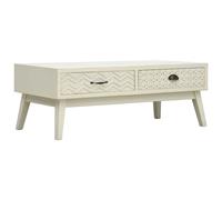 vidaXL Coffee Table with 2 Drawers Carving Grey Wood TV HiFi Side Cabinet