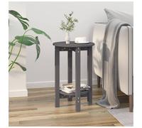 Coffee Table Grey Solid Pinewood Compact Round Ø 40 x 60 cm Rustic Modern Shelf