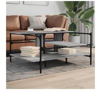 Coffee Table Grey Sonoma 100x100x48.5cm Engineered Wood Top Steel Legs Storage