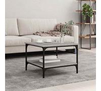 Coffee table Grey Sonoma 55x55x40cm Engineered Wood Industrial Iron Frame Shelf