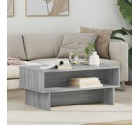 Coffee Table Grey Sonoma 80x46x35cm Engineered Wood 2-Shelf Modern Rectangular.