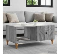 Coffee table Grey Sonoma 90x50x40cm Engineered Wood with 2 Shelves Scandi Modern