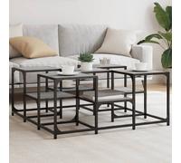 Coffee Table Grey Sonoma 91x91x40 cm Engineered Wood & Metal Industrial Two-Tier