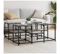 Coffee Table Grey Sonoma 91x91x40cm Engineered Wood & Metal Industrial Two-Tier