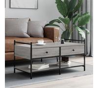 Coffee Table Grey Sonoma 99x50x50cm Modern Storage Engineered Wood & Metal