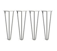 Coffee Table Hairpin Legs, 35cm, Steel (Clear Coat) | Set of 4; 3 rod Classic 10mm; solid steel; thick 4mm base plates; screws, feet and build guide included