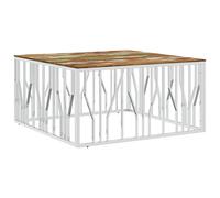vidaXL Coffee Table Side Table Silver Stainless Steel and Solid Wood Reclaimed