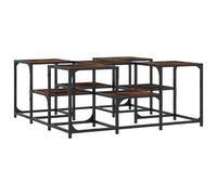 Coffee Table Brown Oak 121x121x40 cm Engineered Wood Metal Frame Industrial Look
