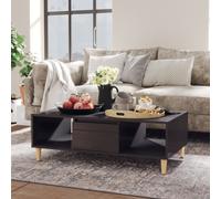 Coffee Table High Gloss Grey 103.5x60x35 cm Engineered & Eucalyptus Wood Storage
