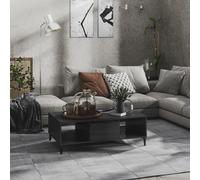 Coffee Table High Gloss Grey Engineered Wood & Metal 103.5x60x35 cm with Shelf.