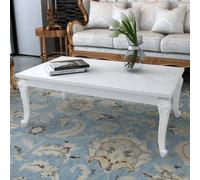 Coffee Table High Gloss White 115x65x42 cm Engineered Wood Carved Plastic Legs.