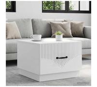 Coffee Table High Gloss White 49x50x37cm Engineered Wood 1 Drawer Vintage Retro