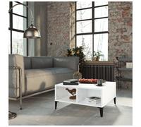 Coffee Table High Gloss White 60x60x30cm Engineered Wood 2-Tier Minimal Compact