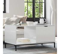 Coffee Table High Gloss White 90x49x46 cm Engineered Wood Modern 1 Drawer Shelf
