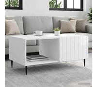Coffee Table High Gloss White 90x50x40 cm Engineered Wood Storage Modern Minimal