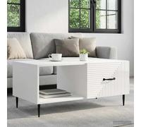 Coffee Table High Gloss White 90x50x40cm Engineered Wood 2x Storage Sl oors