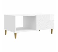 Coffee Table High Gloss White 90x50x40cm Engineered Wood Brown Eucalyptus Legs