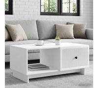 Coffee Table High Gloss White 90x50x40cm Engineered Wood Vintage Storage Retro