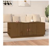 Coffee table honey brown 100x50x41 cm solid pinewood storage shelf rustic modern