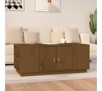 Coffee Table honey brown 100x50x41 cm Solid Pinewood with shelf & storage drawer