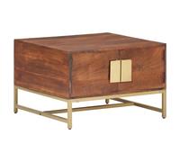 Coffee Table Honey Brown 67x67x45cm Solid Mango Wood Top Black Iron Base Rustic