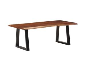 Coffee Table Honey Brown Solid Acacia Wood Live Edge 110x55x40 cm Black Legs Top