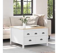 Coffee Table Honey Brown Solid Pine 79.5 x 79.5 x 49 cm Drawer Rustic Storage UK