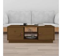 Coffee Table Honey Brown Solid Pinewood 100x50x35 cm Rustic Storage with Shelves