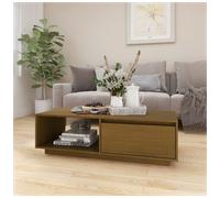 Coffee table honey brown solid pinewood 110x50x33.5 cm modern shelf with storage