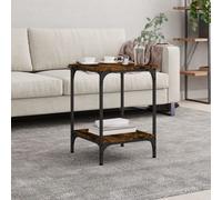 Coffee Table Industrial Smoked Oak 40x40x55 cm Engineered Wood Square Box Shelf