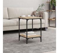Coffee Table Industrial Sonoma Oak 40x40x55 cm Engineered Wood Shelf Iron Frame