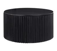 Beliani Coffee Table KIRKWOOD Mango Wood Black with Storage, Black
