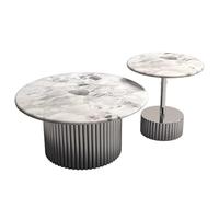 Coffee Table Large And Small Round Water Ripple Stainless Steel Coffee Table Marble Silver Small Corner Coffee Table Coffee Tables For Living Room(A)