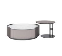 Coffee Table Leather Rock Panel Coffee Table And Side Table Set, Round Luxury Living Room Coffee Table For Small Apartments Sofa Side Table(80x80x30cm)