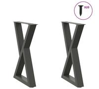 Coffee Table Legs 2pcs Anthracite Powder-Coated Steel 60x(72-73.3)cm Adjustable