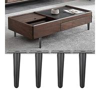 Coffee Table Legs, 4 Pieces, Metal Furniture Legs, Dining Table, Cabinets, Desks, Wardrobes, Sofas, Stools to Support Furniture Feet Replacement Legs, with Screws,Black-15cm/5.9in