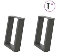 vidaXL Coffee Table Legs U-Shaped 2 pcs Anthracite 28x(42-43) cm Steel - Black, Black