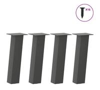 Coffee table legs Anthracite 30cm Powder-coated Steel 80x80mm Bracket with pads