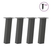 Coffee table legs Anthracite 42cm Powder-coated Steel 4pcs Square 80x80mm rubber