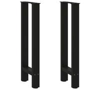 Coffee Table Legs Black Powder-Coated Steel 28x(72-73)cm Adjustable Levelers Set