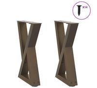 Coffee Table Legs Black Powder-Coated Steel 38x(42-43.3)cm Adjustable Matte Pair