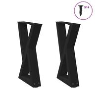 vidaXL Coffee Table Legs 2 pcs Black 38x(42-43.3) cm Steel, Black