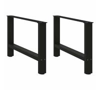 Coffee Table Legs Black Powder-Coated Steel 70x(42-43)cm Adj With Levelers Incl