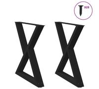 Coffee Table Legs Black Powder-Coated Steel 70x73.3cm Adjustable Pair Heavy-Duty
