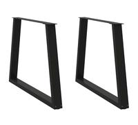 Coffee Table Legs Black Powder-Coated Steel V-Shape 50x(42-43.3)cm Pair Set Slim
